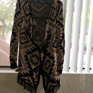 Detailed black and tan cardigan